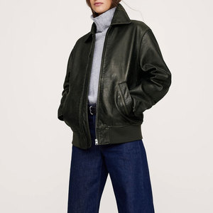 Hot Sale Cropped Motorbike Women's Leather Jacket in High Quality Genuine Sheep Leather Cropped Jacket for Women - Product Image 1