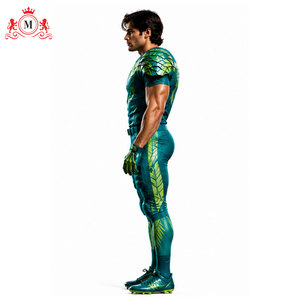 Men's Green Leaf Pattern Football Uniform Sublimation Print Breathable Polyester Adult Sports Gear - Product Image 3