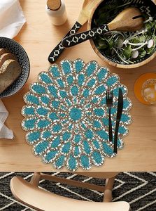 Customized Handmade Made in Polyester Flower Designed <b>Placemat</b> Indoor Parties Centre Table Decorative Mat for Home Hotels - Product Image 3