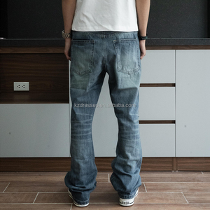 <span class=keywords><strong>Jeans</strong></span> da <span class=keywords><strong>Uomo</strong></span> Personalizzati 14OZ Bootcut a Zampa d'Elefante, Pantaloni Designer Dritti Effetto Acido Strappati Stile Retrò - Product Image 3