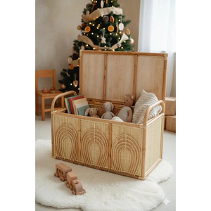 Banc de rangement élégant en rotin tressé à la main pour enfants, motif arc-en-ciel, en osier naturel, multifonctionnel, pour jouets, fabrication OEM/ODM au Vietnam, vente en gros - Product Image 1