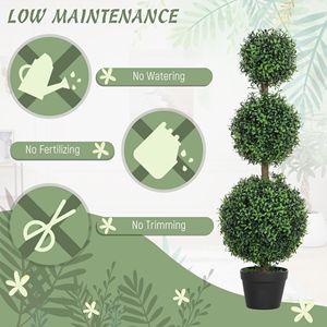 Set di 2 Alberi Artificiali di Bosso a Sfera per Interni ed Esterni, Piante Finte Verdi in Vaso, Durevoli ed Eleganti per l'Arredamento Domestico - Product Image 6