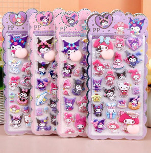 Pegatinas Sanrioed, Juego de 16 Piezas, Personajes Coreanos Lindos, Hoja de Pegatinas Decorativas Kawaii para Diario, Papelería Infantil al por Mayor - Product Image 1