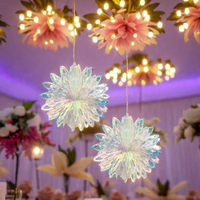 Ensemble de 2 décorations de plafond en forme de boule de fleurs suspendues avec film irisé CE-NB010 (DIA. 23 cm) pour les mariages et les fêtes de Noël