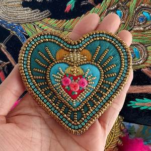 Broche Bordado con Cuentas y Cristales, Diseño Floral de Lujo, para Bodas, Marca MD HANDICRAFTS - Product Image 5