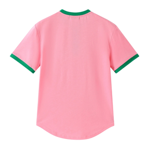 Camisa Henley Premium AKA Rosa Verde Blanco para Mujer, Casual, con Botones en el Cuello, Manga Corta, Prenda Premium - Product Image 2