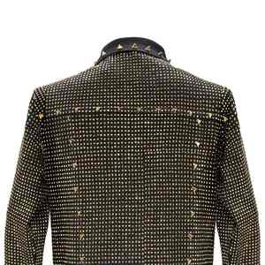 เสื้อแจ็คเก็ตเดนิมผู้ชายงานแฮนด์เมดประดับเพชรระยิบระยับทรงคลาสสิกผ้าฝ้ายหนาคุณภาพสูง - Product Image 5