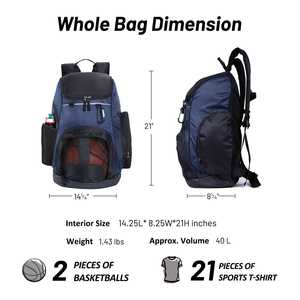 Mochila Deportiva de Baloncesto con Compartimento para Balón y Porta Botella de Agua, Resistente, de Alta Calidad, Personalizable - Product Image 2