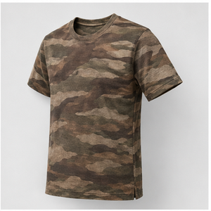 Camiseta de Manga Corta para Hombre con Estampado de Camuflaje de Corte de Corteza de Nogal Taupe Personalizada MTS-CAMO-0020 - Product Image 3