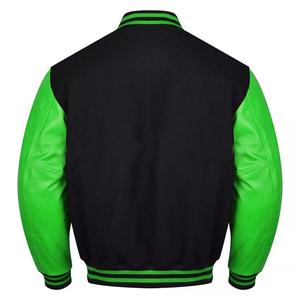 Chaqueta Varsity de Béisbol de Lana con Mangas Verdes y Cuerpo Negro, Estilo High Street, Novedad 2026 - Product Image 2