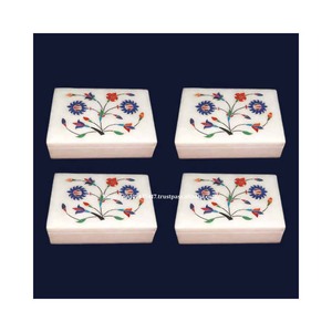 Cajas de regalo con incrustaciones de mármol blanco hechas a mano, diseño elegante para decoración del hogar, regalos de negocios, embalaje, venta al por mayor disponible - Product Image 1