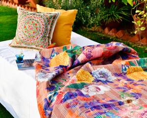 Wholesale Handmade Pure Soft Cotton Kantha <b>Bed</b> Cover Reversible <b>Block</b> Print Eco-Friendly Home Bedspread Bedding Blanket OEM ODM - Product Image 2