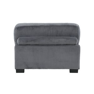 Moderna Sedia Senza Braccioli in Tessuto Corduroy Grigio con Cuscino Abbinato e Telaio in Compensato per Arredamento Modulare del Soggiorno - Product Image 5