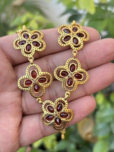 Natural Garnet Flower Necklace & <b>Earrings</b> Set 925 Sterling <b>Silver</b> Fine Jewelry OEM ODM Wholesale Supplier - Product Image 3