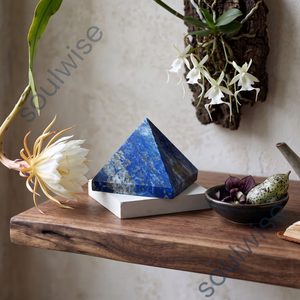 Pirámide de Cristal de Lapislázuli Natural, Piedra Azul Tallada por SoulWise de Maharashtra, para Decoración y Regalo Empresarial - Product Image 6
