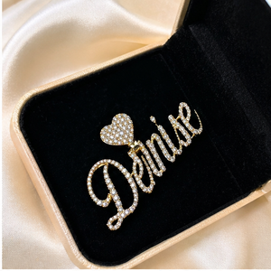 Collier personnalisable en or massif 10K style hip-hop avec écriture cursive, pendentif cœur en moissanite glacée, lettre ou nom personnalisé - Product Image 4