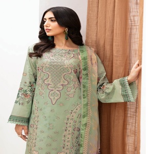 <b>Eid</b> Sale Indian-<b>Pakistani</b> Heavy Embroidery Work Pure Cotton Ethnic Modern Three Piece Salwar Kameez Saari for Women - Product Image 4