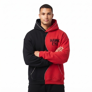 Sudadera con Capucha de Alta Calidad, Diseño Color Block de Dos Tonos, Corte Holgado, Hombros Caídos, Bolsillo Canguro, Personalizada con Pedrería, Transpirable - Product Image 3