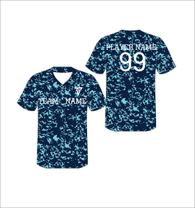 เสื้อเบสบอลคอวี แขนสั้น ลายพราง พิมพ์ลายแบบซับลิเมชั่น โพลีเอสเตอร์ สำหรับผู้ใหญ่ ใส่ได้ทั้งชายและหญิง แห้งเร็ว พิมพ์ชื่อทีมได้ - Product Image 1