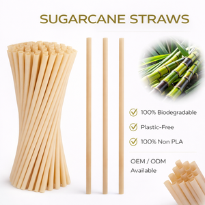 Pajitas Biodegradables y Ecológicas de Bagazo de Caña de Azúcar Reciclables, Pajitas Orgánicas Desechables para Bebidas para Fiestas - Product Image 1