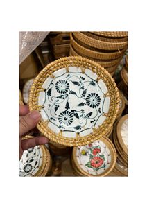 99GD Hanna Handwoven Round Rattan Plate-Premium Wicker Stain Resistant for Home Decor & Dining-Eco-friendly Woven Rattan Tray - Product Image 2