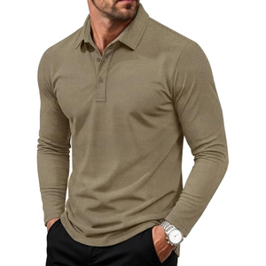 <b>Men</b>’s <b>Long</b> <b>Sleeve</b> Henley <b>Polo</b> <b>Shirt</b>, Button Neck Business Casual Top, Smart Casual Pullover <b>Shirt</b> for Office and Everyday Wear - Product Image 4