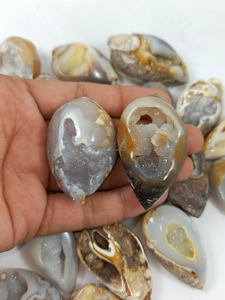 Cabujón de Cristal de Cuarzo Natural con Drusa de Concha Radha Arts, Cristal Curativo Marrón Grisáceo, Piedra Preciosa Suelta al por Mayor para Chakra - Product Image 2