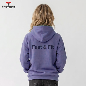 Sudadera con capucha informal para mujer, personalizable al por mayor con logo, estilo urbano, hombros caídos, transpirable, de punto. - Product Image 5