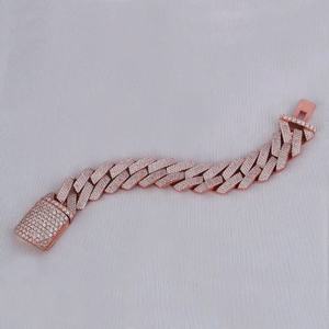 Luxury Rose Gold Plated Chain <b>Bracelet</b> Round Brilliant Cut Diamond Micro Insert Geometric Design Unisex Everyday Wear - Product Image 2