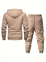 Men's Casual Sports Suit Terry Fabric 100% Cotton Quick Dry 300g Multi Pocket Solid Pattern Knitted Two-Piece Set Winter