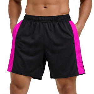<b>Men</b> Solid <b>Black</b> Athletic <b>Shorts</b> With White Side Elastic Waist Quick Dry Sporty Style Mid Length - Product Image 5