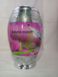 Brass Orange & Black <b>Birds</b> Engraved Cremation Urn Monarch Two Tone Brass Adult Cremation Urn for Wholesale Funeral <b>Supplies</b> - Product Image 6