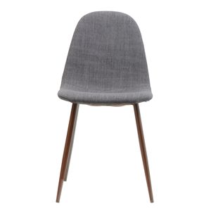 Set di 2 sedie da pranzo Mid-Century grigio chiaro, rivestite in tessuto con gambe in metallo finitura noce scuro - Product Image 5