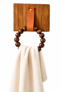 Porte-serviettes mural en bois avec étagère, design minimaliste, finition naturelle, pour salle de bain, accessoires de salle de bain en bois - Product Image 4