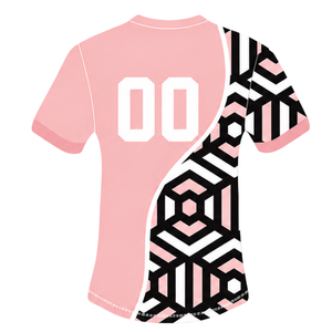 Light Pink Black White Geometric Rugby <b>Jersey</b> <b>Short</b> Sleeve Crew Neck Customized Breathable Training Athletic Team Sportswear - Product Image 2