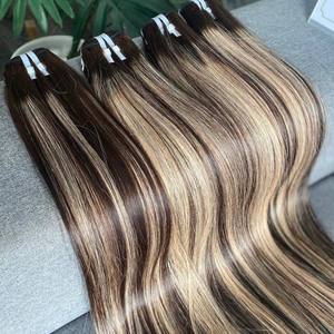 Extensions de cheveux humains vierges vietnamiens Dream Hair T05, couleur blonde piano, 8 pouces, double trame, tissage à la machine |   Robuste et Sûr - Product Image 2