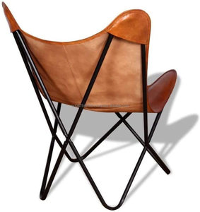 Leather Butterfly Living Room Decorative Dinning <b>Chair</b> Lounge <b>Chair</b> Dark Handmade with Powder Coated <b>Folding</b> Black Iron Frame - Product Image 6