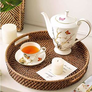 Bandeja de Servir de Ratán Premium Hecha a Mano con Asa de Madera Sólida, Mimbre Natural Ecológico para el Hogar, Comedor, Té, Café y Espresso - Product Image 6