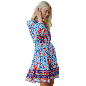 Vestido Mini Estampado con Cuello en V para Mujer, Ropa de Moda - Product Image 2