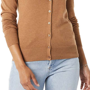 Cardigan en tricot bleu clair pour femme, manches longues, col en V, boutons sur le devant, couleur unie, respirant, style vintage, vêtements d'hiver - Product Image 4