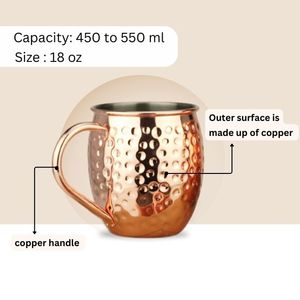 Premium Quality Product Pure Copper Hammered Design Water Drinking Moscow Mule Mug Cup for Vodka Wine Drinkware Mugs - Product Image 6