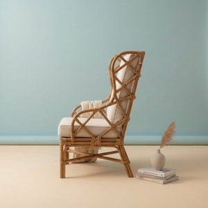 Handcrafted Natural Rattan Eco-Friendly Ergonomic <b>Dining</b> Chair Comfortable Soft Tufted Cushion Modern Scandinavian Living Room - Product Image 4