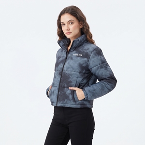 Women Puffer Jacket Latest Style Cropped Padded Winter Outerwear Tie Dye Sublimation Customizable Winter <b>Coat</b> - Product Image 3