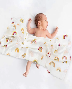 Cotton <b>Swaddle</b> <b>Blanket</b> With Rainbow Pattern Wearable Soft Baby Wrap For <b>Newborns</b> <b>Swaddle</b> <b>Blanket</b> - Product Image 2