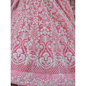 Vestido de Cóctel - Lehenga Choli de Tela Suave con Detalles en Dori Rosa - Product Image 5