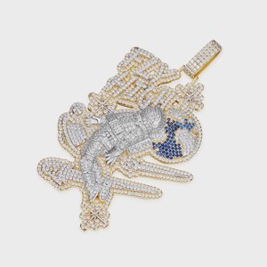 Colgante con diseño de astronauta, colgante hip hop, colgante de moissanita VVS, colgante de plata 925, colgante bicolor, colgante con nombre personalizado, colgante con letra, para regalo. - Product Image 4