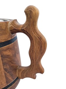 Ensemble de 2 mugs à bière en bois de noyer avec insert en acier inoxydable, fait main, cadeau premium pour homme - Product Image 5