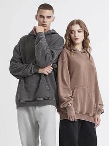 Sweat-shirt à capuche pour homme en coton molletonné délavé style vintage - Product Image 3