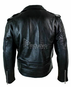 Blouson aviateur en cuir véritable pour homme, coupe moderne, avec bordure côtelée, esthétique minimaliste, prix bas - Product Image 6