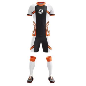 White & Black Soccer <b>Kit</b> Set with Orange Accents Short Sleeve Football Jersey and Shorts Breathable Team Uniform for Match <b>Train</b> - Product Image 1